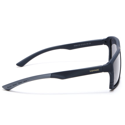 Square Polarized Sunglasses | Black Lens | Navy Blue Frame - PMG6746