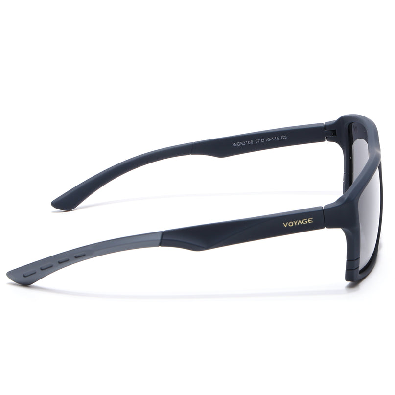 Square Polarized Sunglasses | Black Lens | Navy Blue Frame - PMG6746