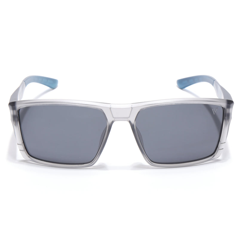 Square Polarized Sunglasses | Black Lens | Grey Frame - PMG6744