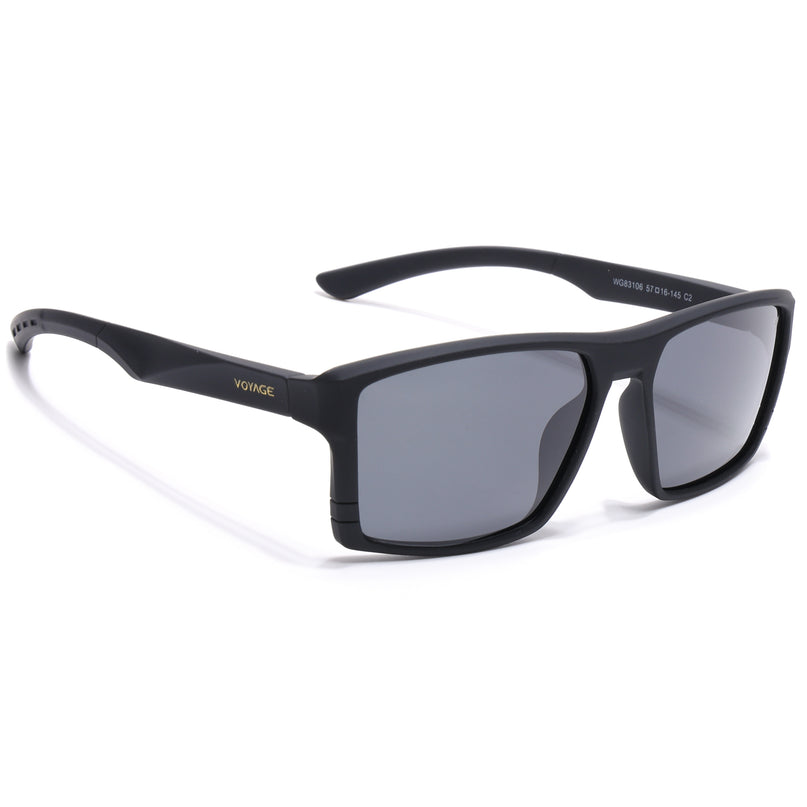 Square Polarized Sunglasses | Black Lens | Black Frame - PMG6743