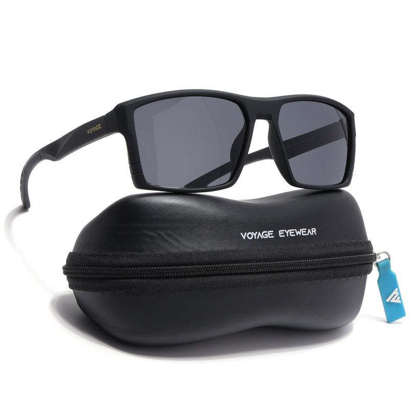 Square Polarized Sunglasses | Black Lens | Black Frame - PMG6743