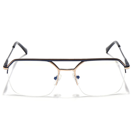 Voyage Golden & Navy Blue Half Rim Eyeglasses for Men & Women (73017FMG7094-C2)