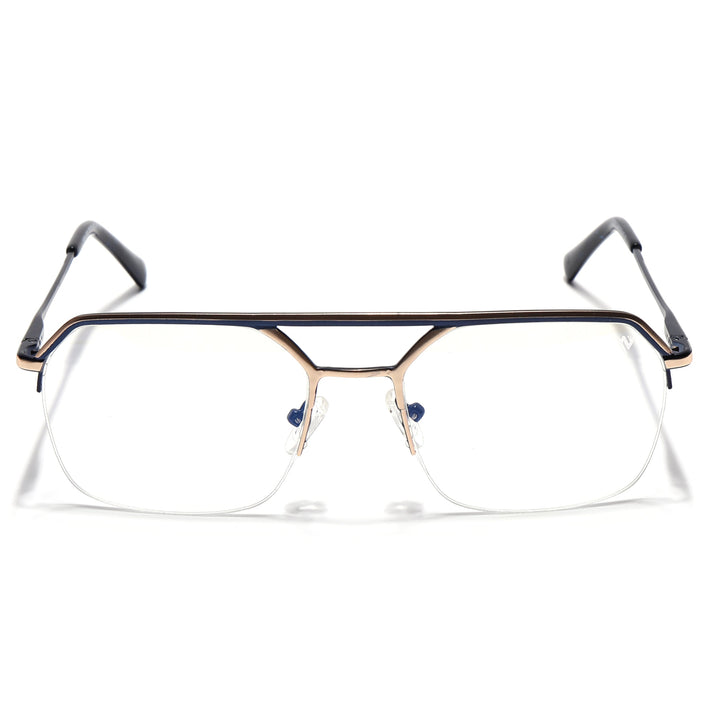 Voyage Golden & Navy Blue Half Rim Eyeglasses for Men & Women (73017FMG7094-C2)