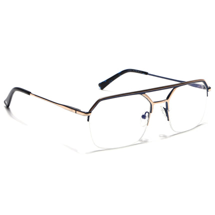 Voyage Golden & Navy Blue Half Rim Eyeglasses for Men & Women (73017FMG7094-C2)