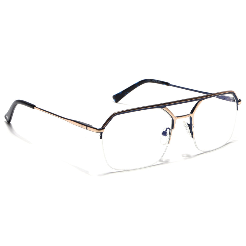 Voyage Golden & Navy Blue Half Rim Eyeglasses for Men & Women (73017FMG7094-C2)