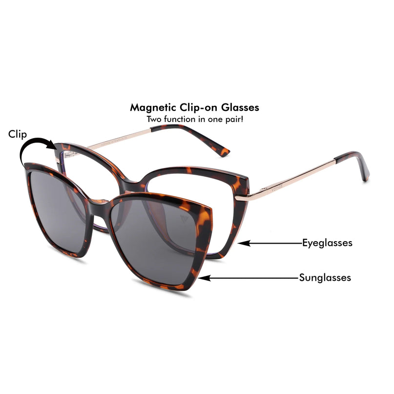 Voyage Glam Demi Brown Cateye TR Clip-On Polarized Sunglasses for Women - PMG4818-C3
