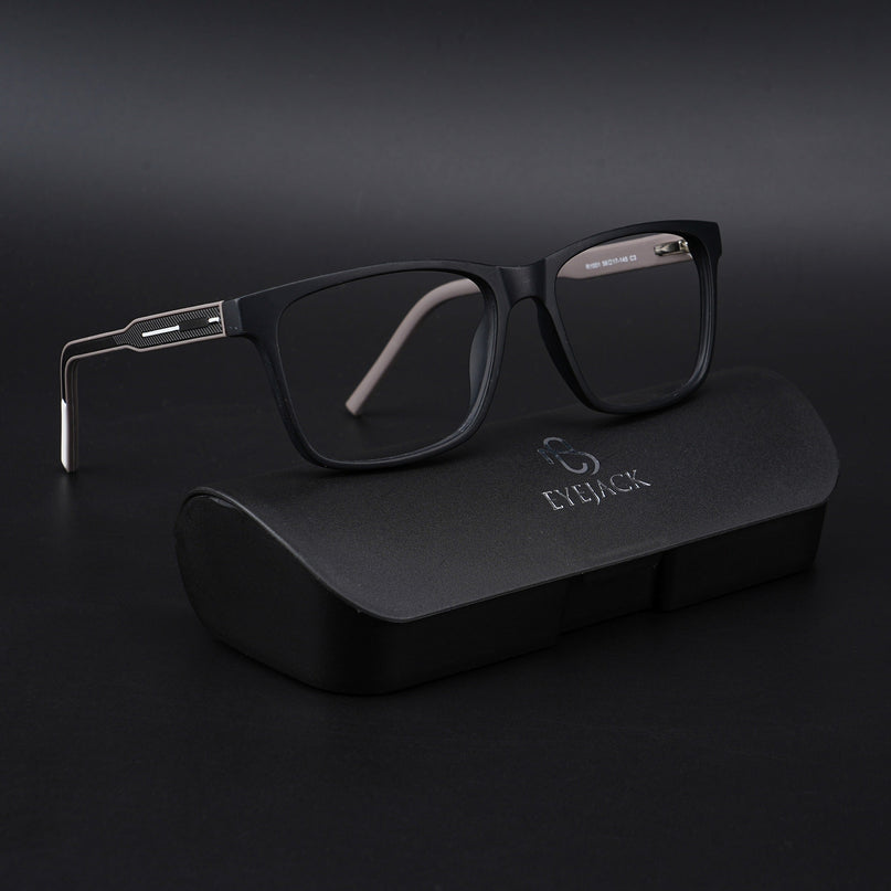 Eyejack Rush Matt Black Square Eyeglasses for Men & Women (1001CL635-C1)