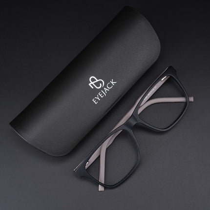 Eyejack Rush Matt Black Square Eyeglasses for Men & Women (1001CL635-C1)