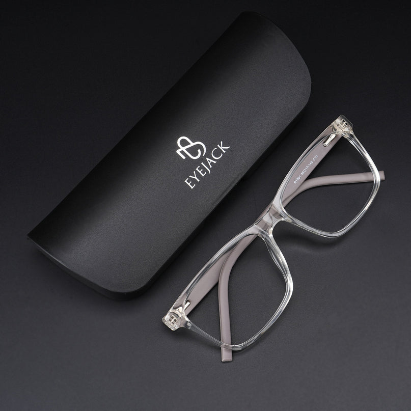Eyejack Rush Transparent Square Eyeglasses for Men & Women (1001CL636-C2)