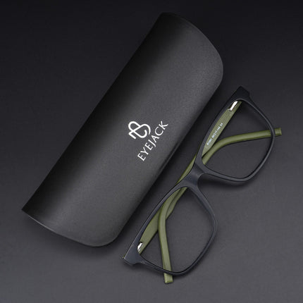 Eyejack Rush Matt Black Square Eyeglasses for Men & Women (1001CL639-C5)