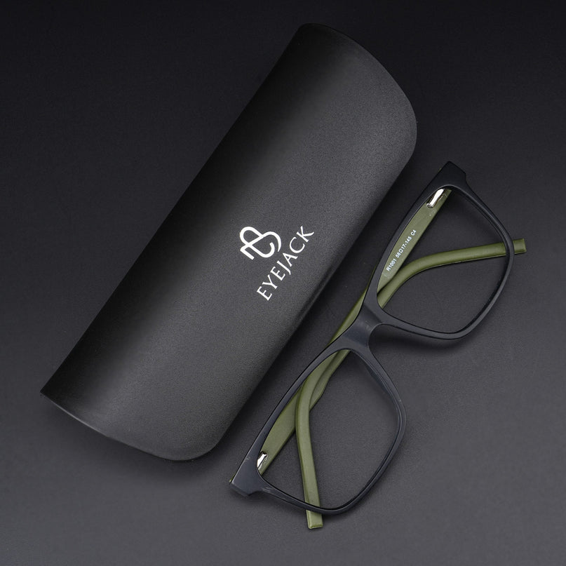 Eyejack Rush Matt Black Square Eyeglasses for Men & Women (1001CL639-C5)