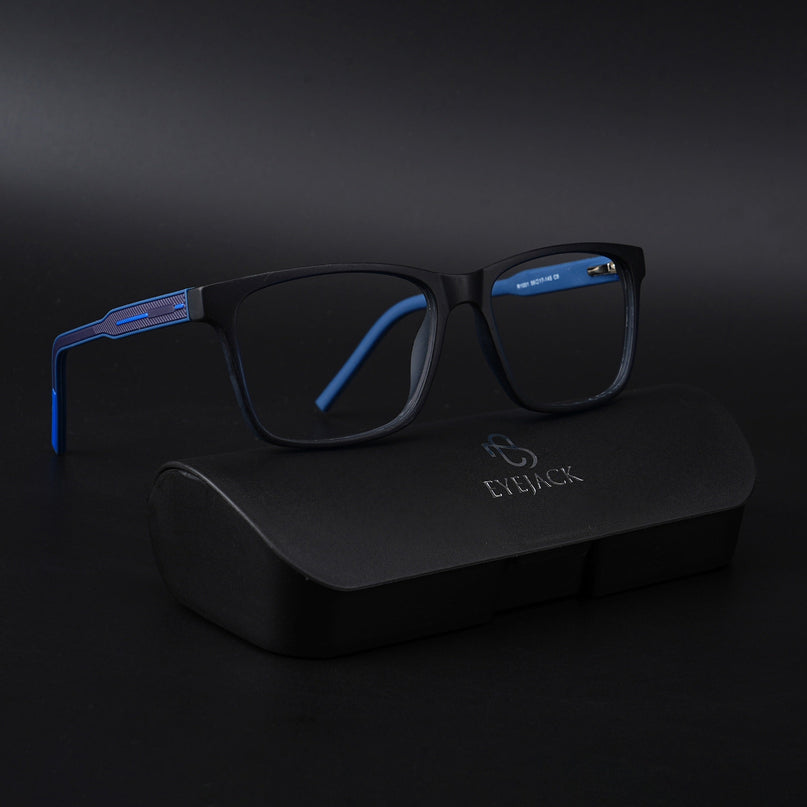 Eyejack Rush Navy Blue Square Eyeglasses for Men & Women (1001CL642-C8)