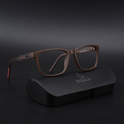 Eyejack Rush Matt Brown Square Eyeglasses for Men & Women (1001CL644-C10)