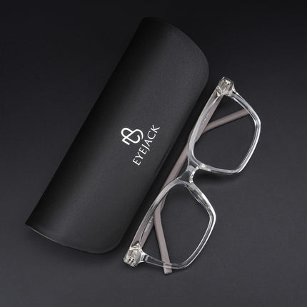 Eyejack Rush Transparent Square Eyeglasses for Men & Women (1002CL646-C2)