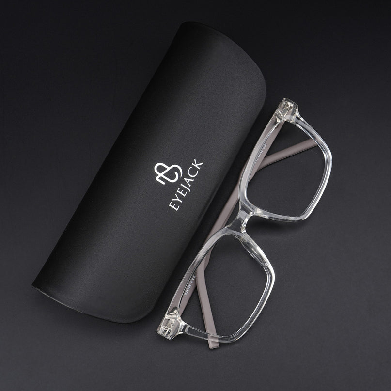 Eyejack Rush Transparent Square Eyeglasses for Men & Women (1002CL646-C2)