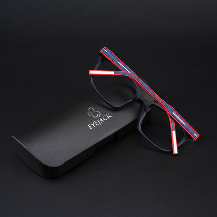 Eyejack Rush Navy Blue Square Eyeglasses for Men & Women (1002CL647-C3)