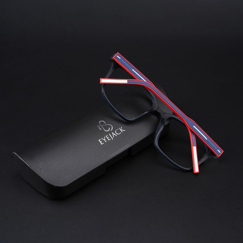 Eyejack Rush Navy Blue Square Eyeglasses for Men & Women (1002CL647-C3)