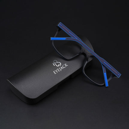 Eyejack Rush Navy Blue Square Eyeglasses for Men & Women (1002CL652-C8)