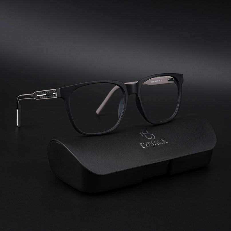 Eyejack Rush Matt Black Square Eyeglasses for Men & Women (1003CL655-C1)