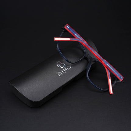 Eyejack Rush Navy Blue Square Eyeglasses for Men & Women (1003CL657-C3)