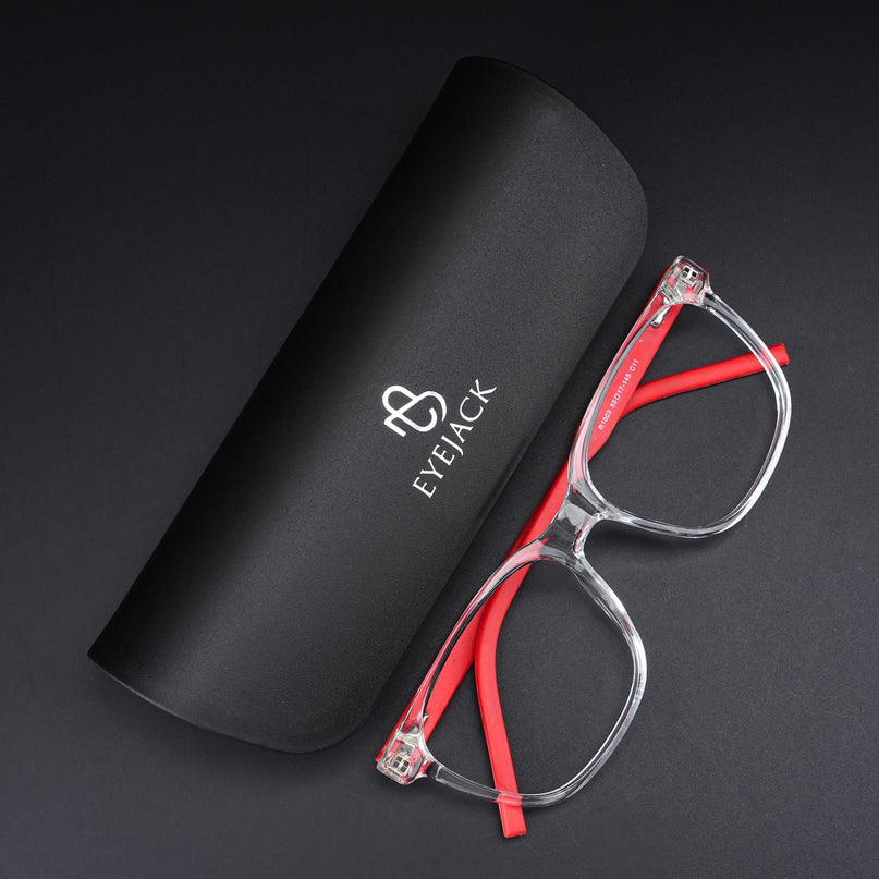 Eyejack Rush Transparent Square Eyeglasses for Men & Women (1003CL658-C4)
