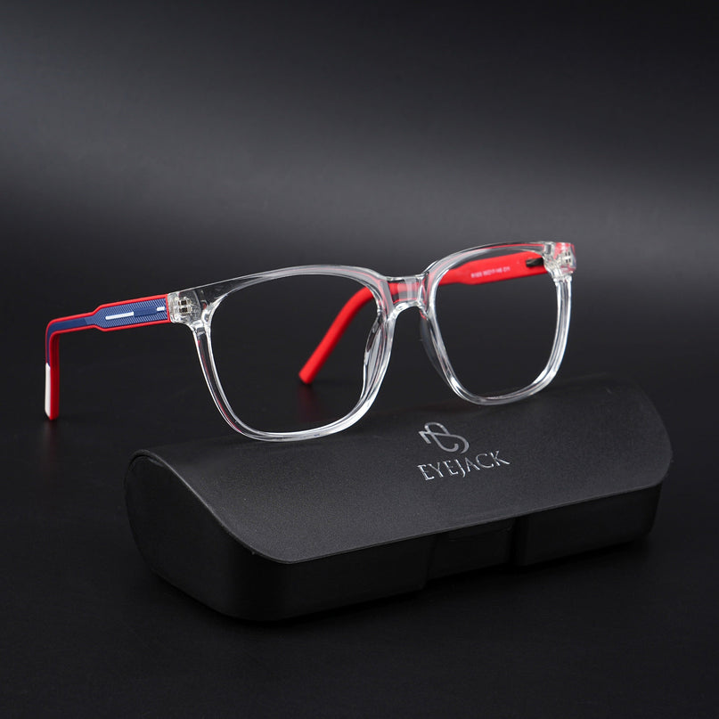 Eyejack Rush Transparent Square Eyeglasses for Men & Women (1003CL658-C4)