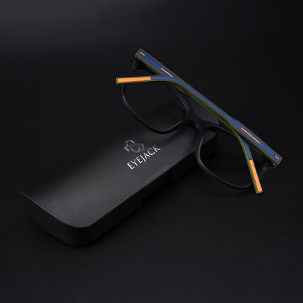 Eyejack Rush Matt Black Square Eyeglasses for Men & Women (1003CL659-C5)