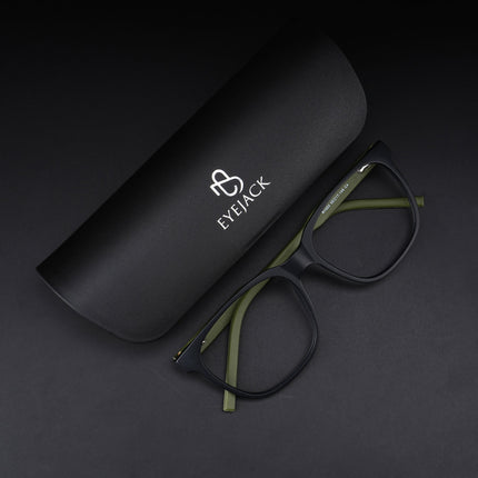 Eyejack Rush Matt Black Square Eyeglasses for Men & Women (1003CL659-C5)