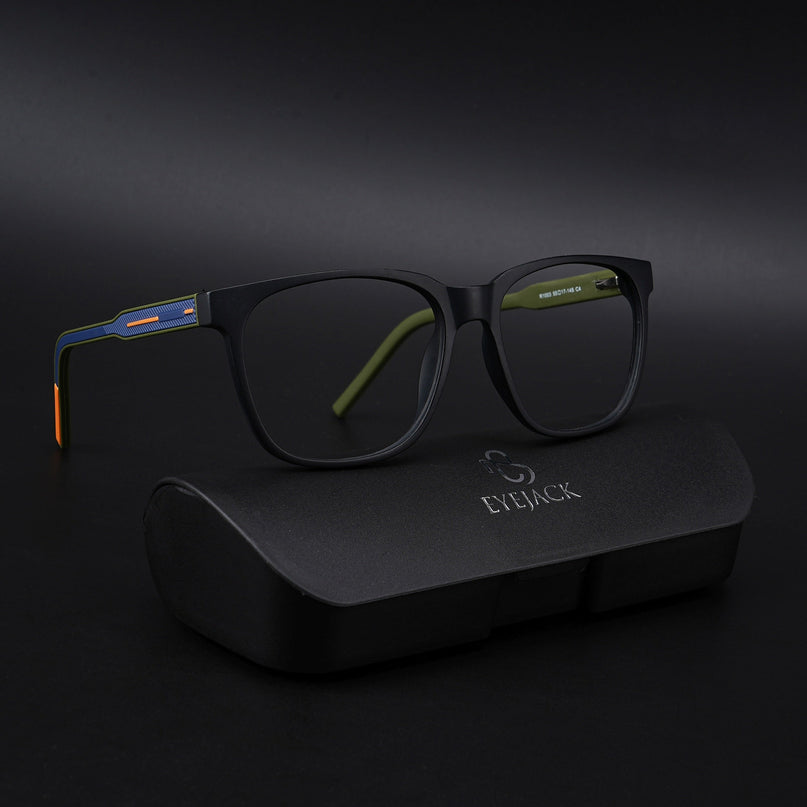 Eyejack Rush Matt Black Square Eyeglasses for Men & Women (1003CL659-C5)
