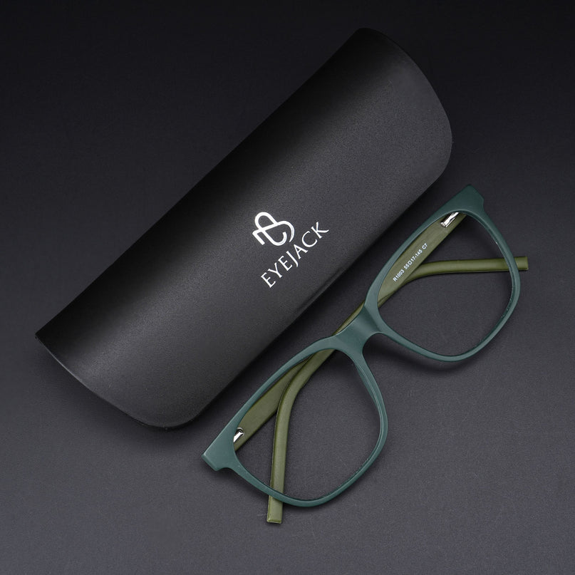 Eyejack Rush Green Square Eyeglasses for Men & Women (1003CL660-C6)