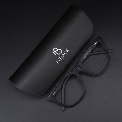 Eyejack Rush Matt Black Square Eyeglasses for Men & Women (1003CL661-C7)