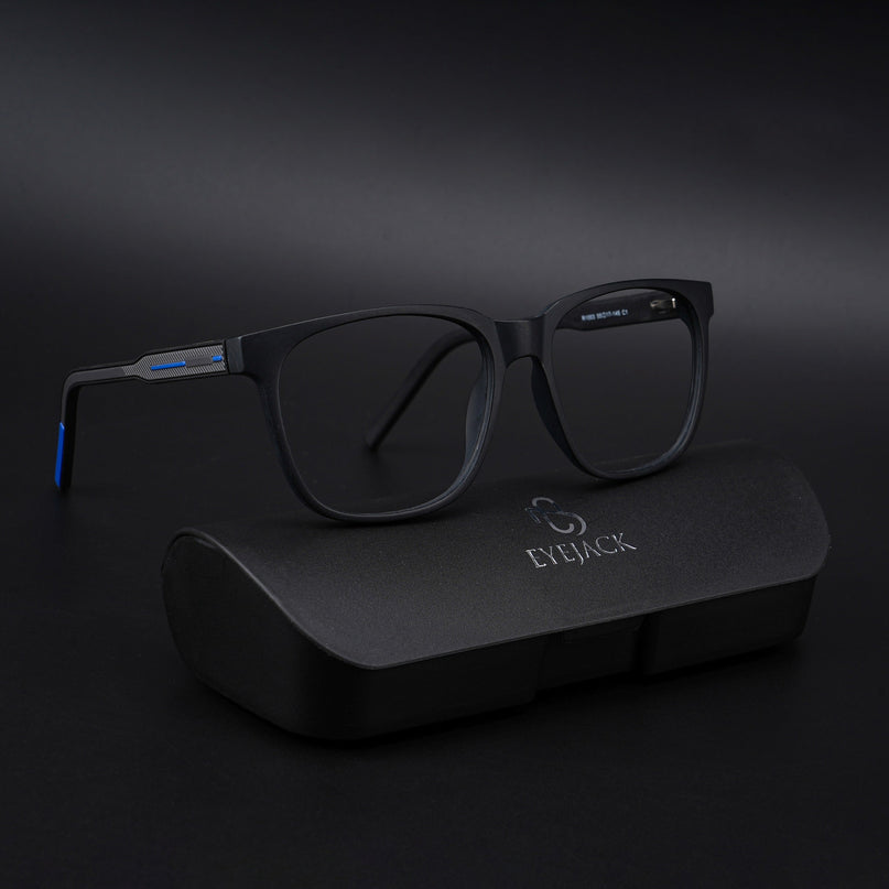 Eyejack Rush Matt Black Square Eyeglasses for Men & Women (1003CL661-C7)