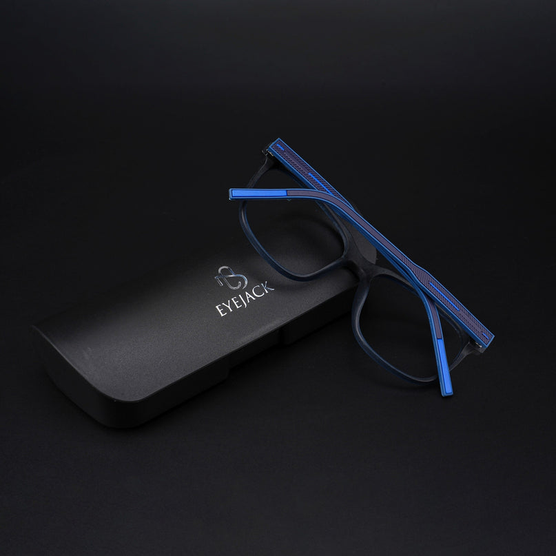 Eyejack Rush Navy Blue Square Eyeglasses for Men & Women (1003CL662-C8)