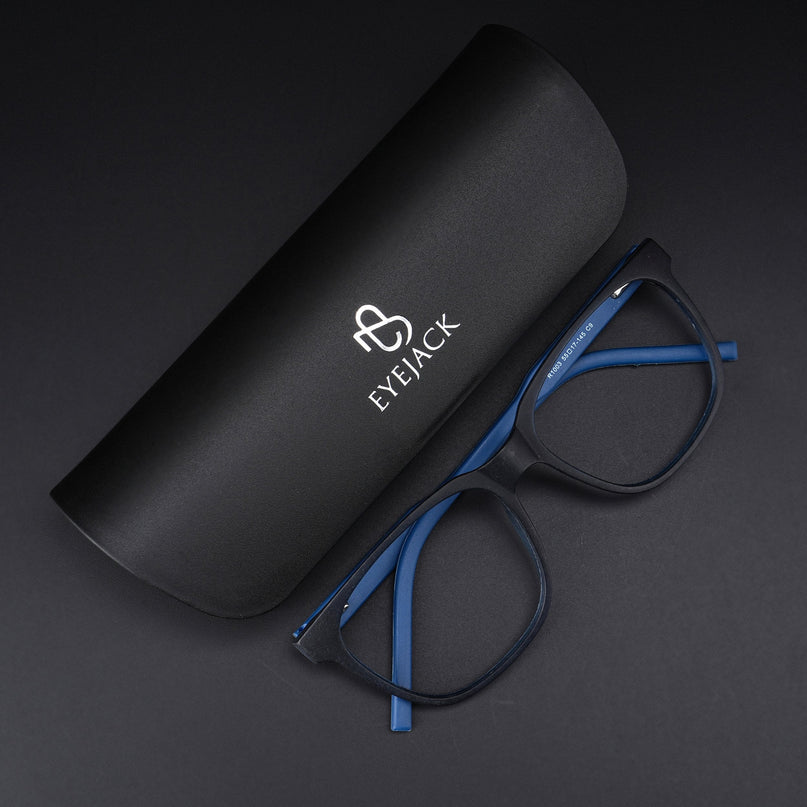 Eyejack Rush Navy Blue Square Eyeglasses for Men & Women (1003CL662-C8)