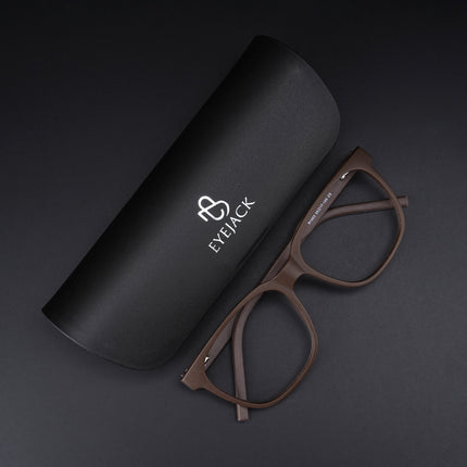 Eyejack Rush Matt Brown Square Eyeglasses for Men & Women (1003CL664-C10)