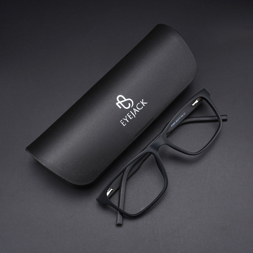 Eyejack Rush Matt Black Square Eyeglasses for Men & Women (1004CL671-C7)