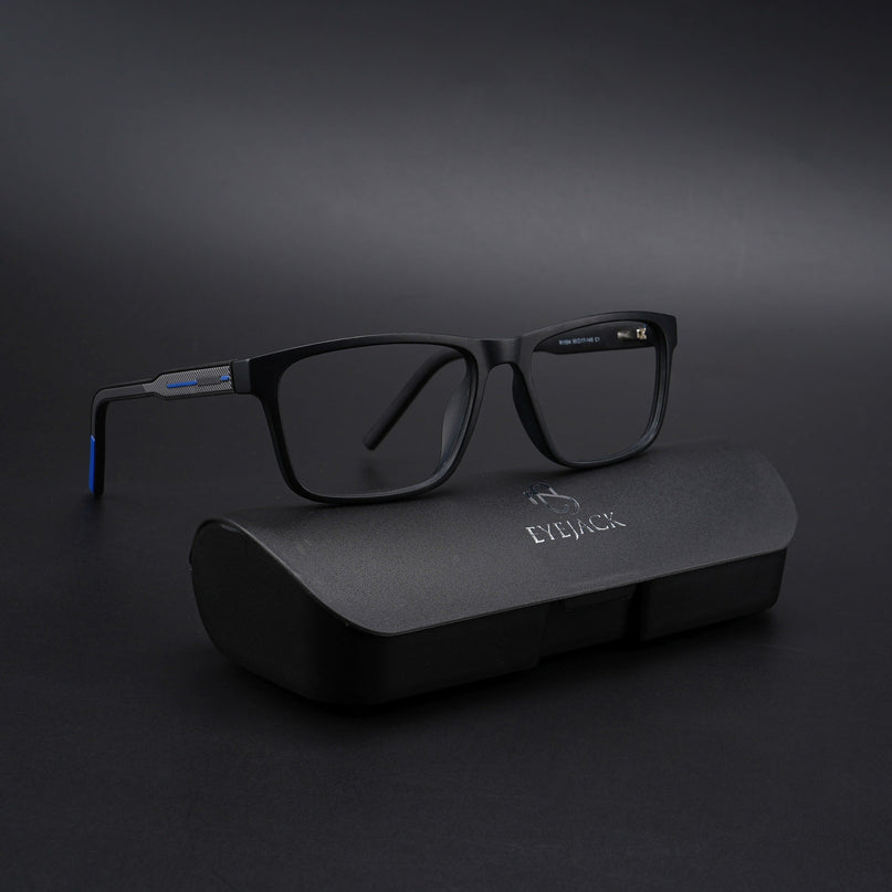 Eyejack Rush Matt Black Square Eyeglasses for Men & Women (1004CL671-C7)