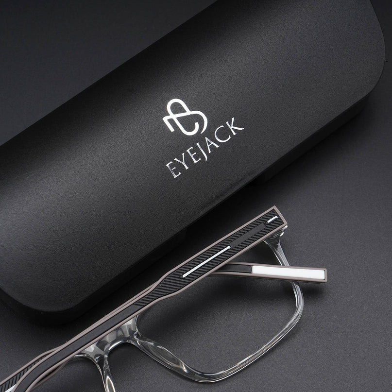 Eyejack Rush Transparent Square Eyeglasses for Men & Women (1004CL666-C2)