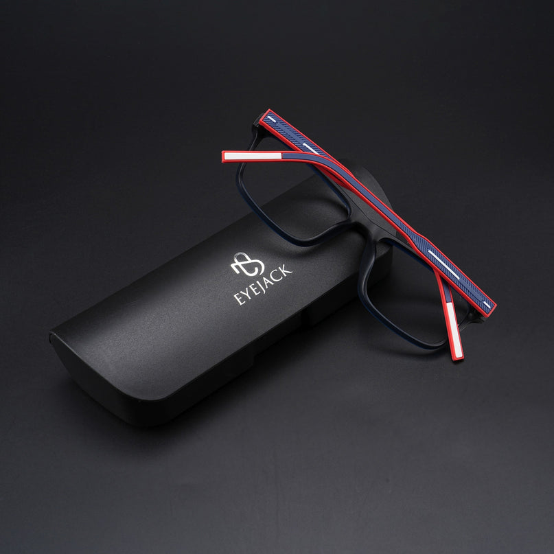 Eyejack Rush Navy Blue Square Eyeglasses for Men & Women (1004CL667-C3)