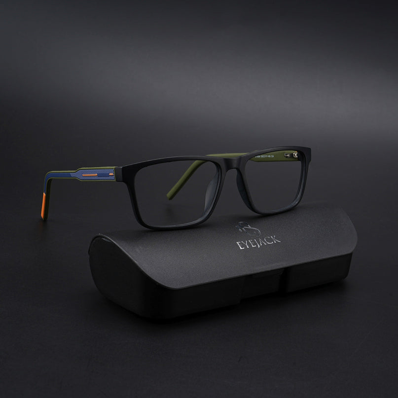 Eyejack Rush Matt Black Square Eyeglasses for Men & Women (1004CL669-C5)