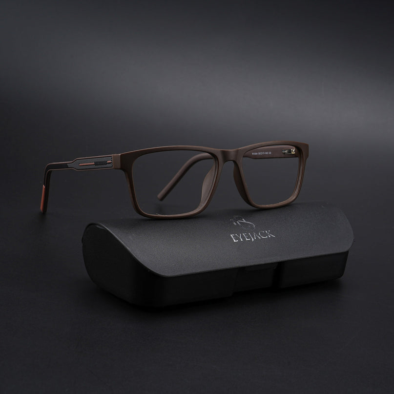 Eyejack Rush Matt Brown Square Eyeglasses for Men & Women (1004CL674-C10)