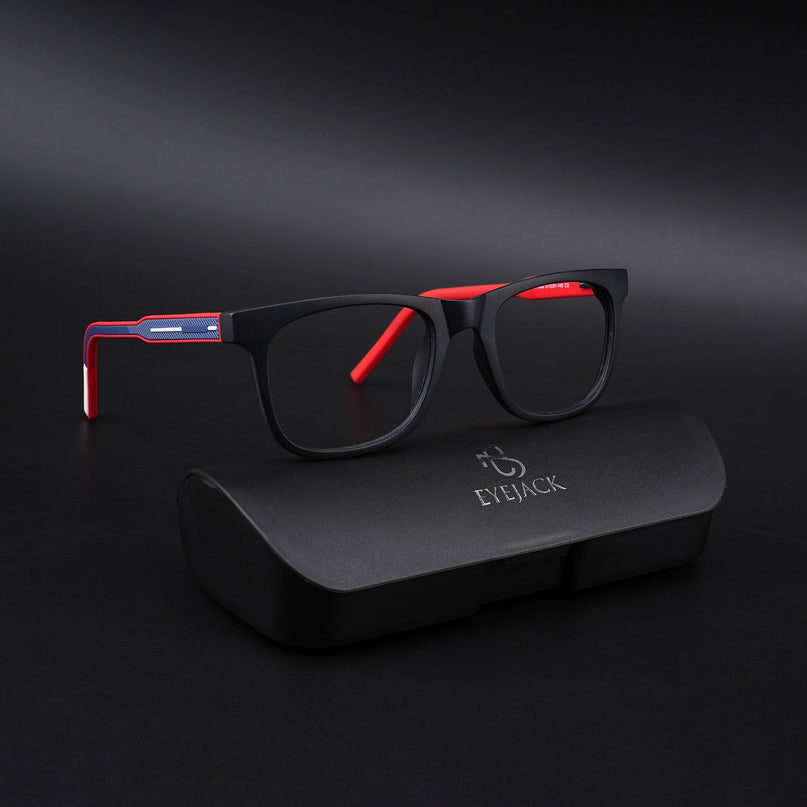 Eyejack Rush Matt Black Square Eyeglasses for Men & Women (1005CL677-C3)