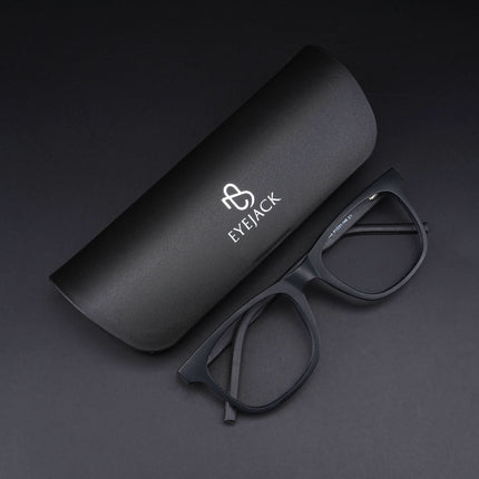 Eyejack Rush Matt Black Square Eyeglasses for Men & Women (1005CL681-C7)
