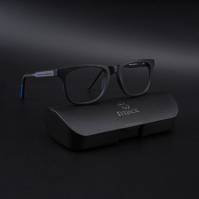 Eyejack Rush Matt Black Square Eyeglasses for Men & Women (1005CL681-C7)