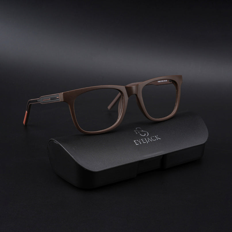 Eyejack Rush Matt Brown Square Eyeglasses for Men & Women (1005CL684-C10)