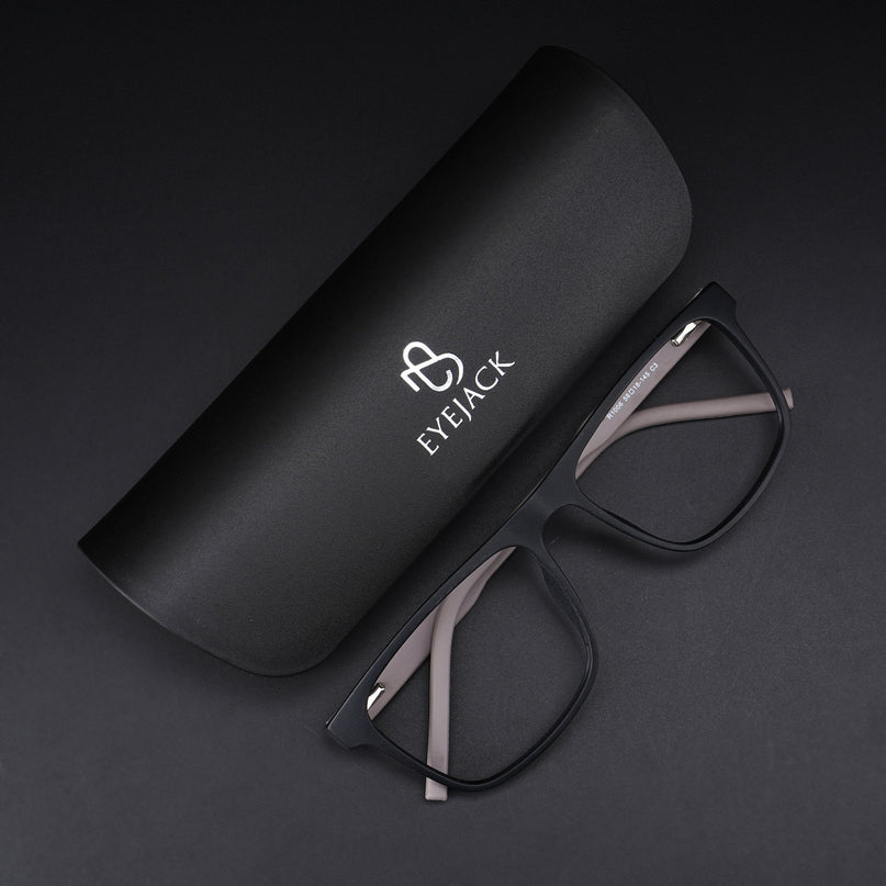 Eyejack Rush Matt Black Square Eyeglasses for Men & Women (1006CL685-C1)