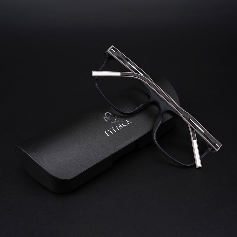 Eyejack Rush Matt Black Square Eyeglasses for Men & Women (1006CL685-C1)