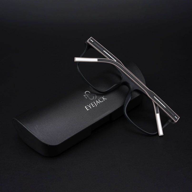 Eyejack Rush Matt Black Square Eyeglasses for Men & Women (1006CL685-C1)