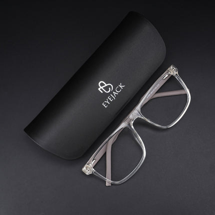 Eyejack Rush Transparent Square Eyeglasses for Men & Women (1006CL686-C2)