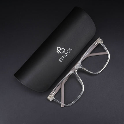 Eyejack Rush Transparent Square Eyeglasses for Men & Women (1006CL686-C2)
